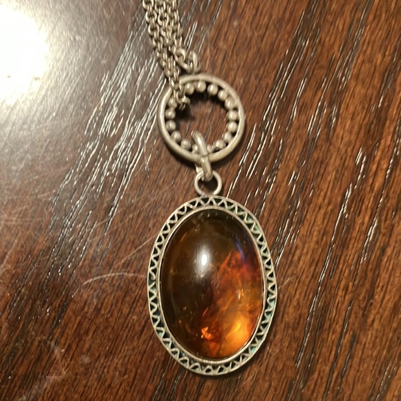 Genuine Baltic Amber & Sterling Silver Toggle Chain Necklace 🦋 - Picture 4 of 16